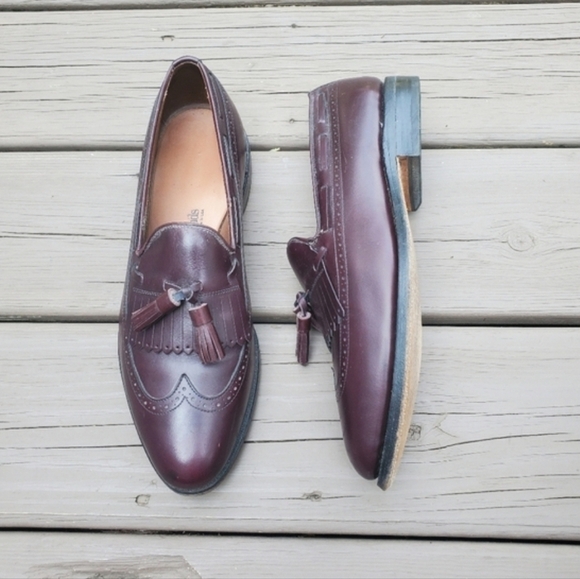 Vintage 80s Allen Edmonds Mansfield Oxblood Leather Kiltie‎ Fringe Tassel Brogue - Picture 8 of 8